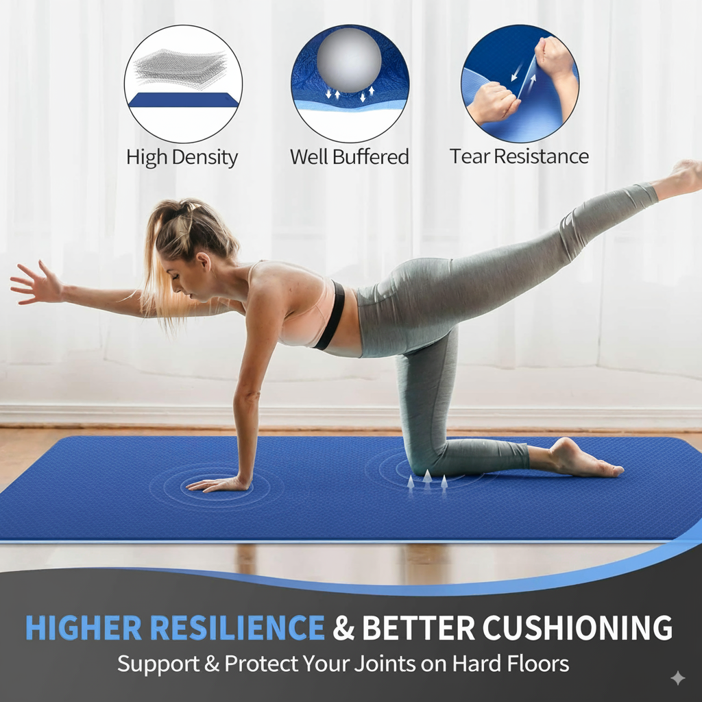 Fitness mat rolled up with strap