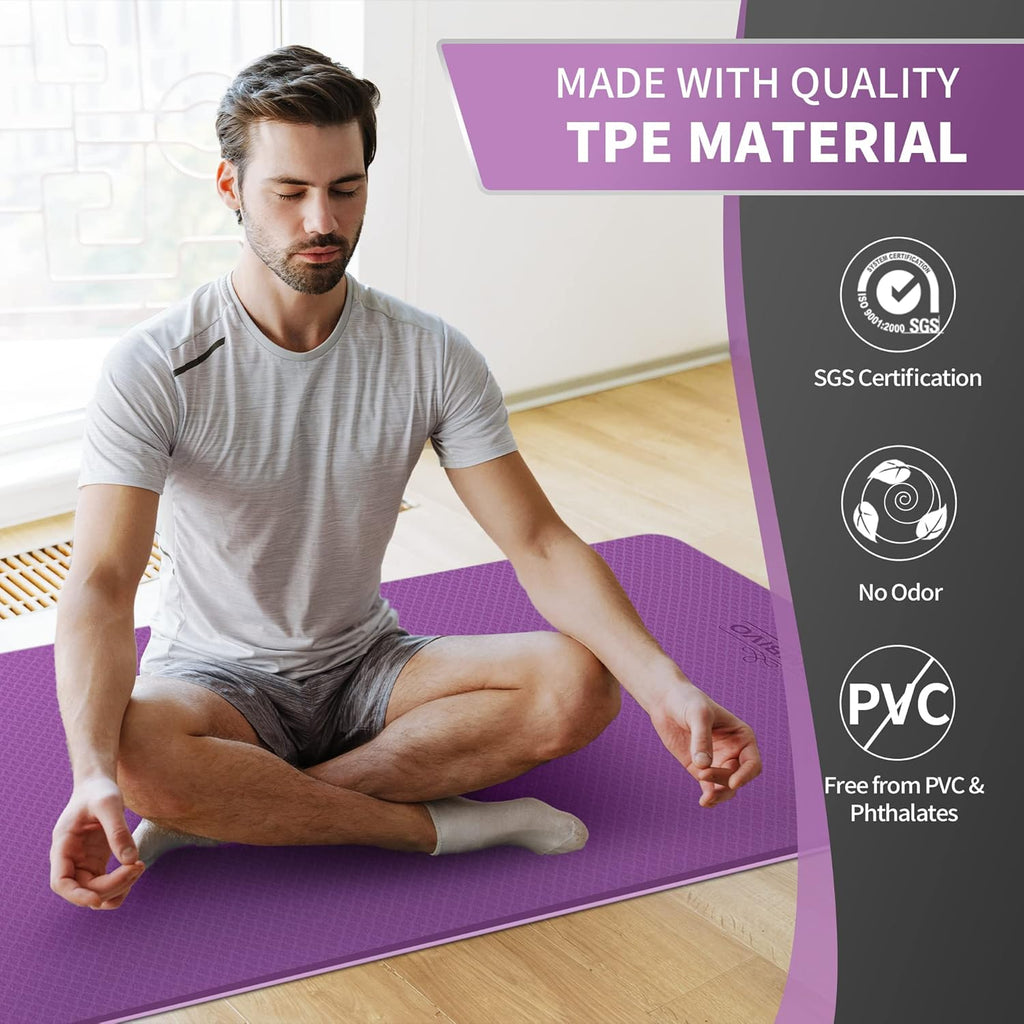 Man stretching on oversized mat
