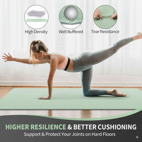 Non-slip yoga mat on hardwood floor