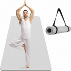 Oversized yoga mat covering hardwood floor