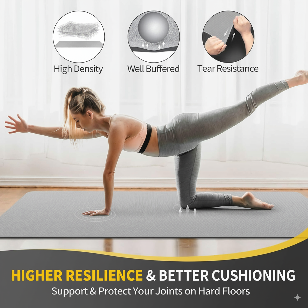 Side view of thick cushioned TPE mat