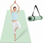 Woman stretching on extra wide yoga mat