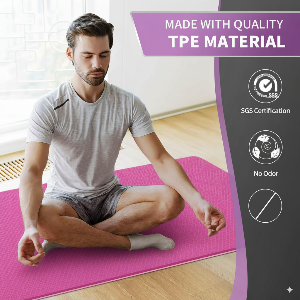 Yoga pose held on non-slip mat
